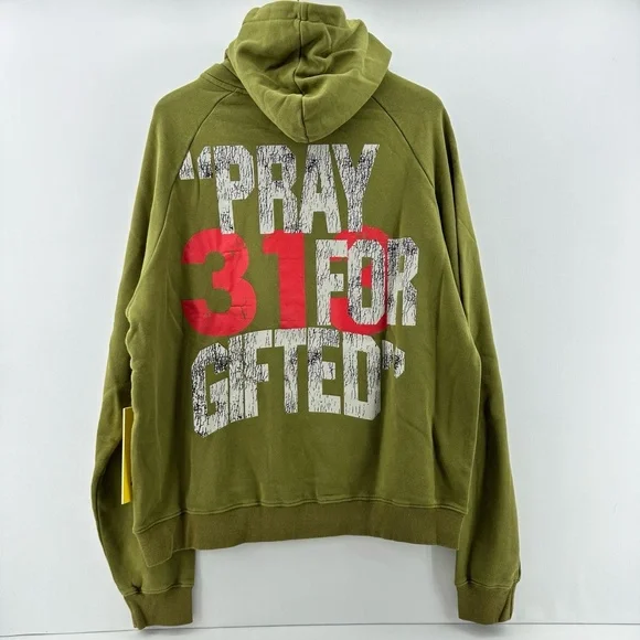 NWT GFTD‎ LA Pray For Gifted 313 Hoodie Wash Olive Green Men’s L Streetwear - Picture 4 of 12